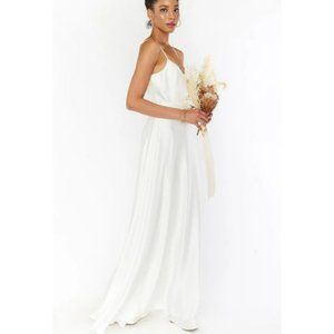 NWOT Show Me Your Mumu Faith Maxi Dress Ivory Luxe Satin